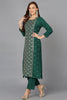 Dark Green Silk Blend Embroidered Party wear Suit Set VKSKD1783