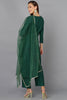 Dark Green Silk Blend Embroidered Party wear Suit Set VKSKD1783