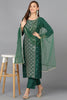 Dark Green Silk Blend Embroidered Party wear Suit Set VKSKD1783