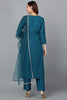 Silk Blend Teal Blue Festive wear Suit Set VKSKD1784