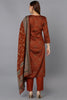 Burnt Orange Cotton Straight Suit Set VKSKD1797