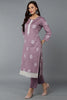 Lilac Silk Blend Straight Suit Set VKSKD1834