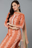 Rust Silk Blend Straight Suit Set VKSKD1837