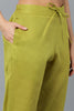 Lemon Green Silk Blend Straight Suit Set VKSKD1840