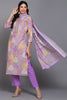 Cotton Lavender Printed Straight Kurta Pant With Dupatta VKSKD1853