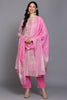 Cotton Pink Printed Straight Kurta Pant With Dupatta VKSKD1856