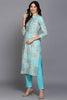 Cotton Blue Printed Straight Kurta Pant With Dupatta VKSKD1858