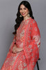 Cotton Coral Peach Printed Straight Kurta Pant With Dupatta VKSKD1859