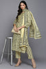 Yellow Silk Blend Floral Straight Suit Set VKSKD1865