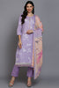 Lavender Cotton Floral Straight Suit Set VKSKD1881