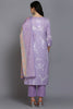 Lavender Cotton Floral Straight Suit Set VKSKD1881