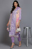 Lavender Cotton Floral Straight Suit Set VKSKD1881