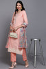 Cotton Peach Printed Straight Kurta Pant With Dupatta VKSKD1907