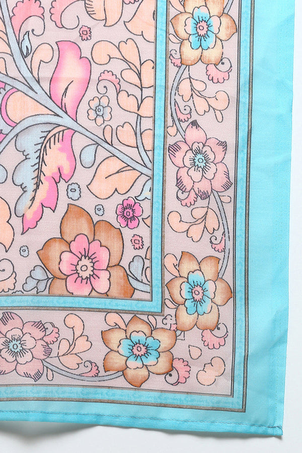 Rayon Blend Turquoise Blue Printed Straight Kurta Pant With Dupatta VKSKD1908