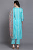 Rayon Blend Turquoise Blue Printed Straight Kurta Pant With Dupatta VKSKD1908