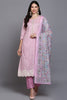 Pink Rayon Blend Printed Suit Set VKSKD1913