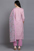 Pink Rayon Blend Printed Suit Set VKSKD1913