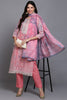 Cotton Peach Printed Straight Kurta Pant With Dupatta VKSKD1914