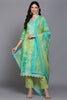 Cotton Green Printed Straight Kurta Pant With Dupatta VKSKD1915