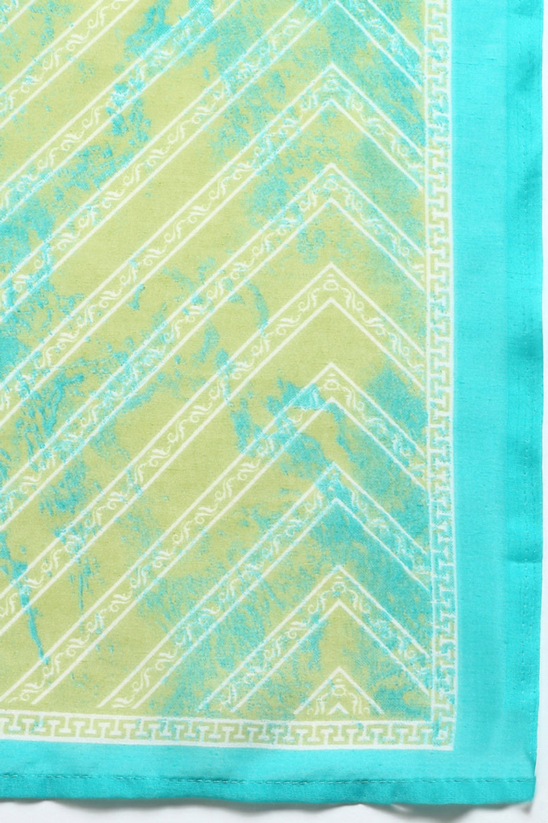 Cotton Green Printed Straight Kurta Pant With Dupatta VKSKD1915