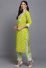 Cotton Green Bandhani Printed Straight Kurta Pant With Dupatta VKSKD1924