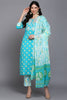 Cotton Blue Bandhani Printed Straight Kurta Pant With Dupatta VKSKD1925