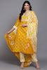 Cotton Yellow Bandhani Printed Straight Kurta Pant With Dupatta VKSKD1926