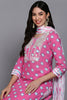 Cotton Pink Bandhani Printed Straight Kurta Pant With Dupatta VKSKD1927