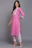 Cotton Pink Bandhani Printed Straight Kurta Pant With Dupatta VKSKD1927