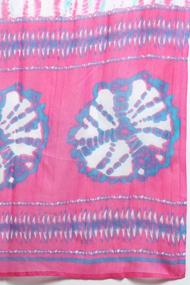 Cotton Pink Bandhani Printed Straight Kurta Pant With Dupatta VKSKD1927