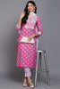 Cotton Pink Bandhani Printed Straight Kurta Pant With Dupatta VKSKD1927