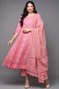 Pink Pure Cotton Floral Anarkali Suit Set VKSKD1930