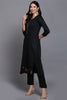 Black Pure Cotton Solid Straight Suit Set VKSKD1936