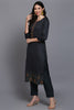 Cotton Grey Embroidered Straight Kurta Pant With Dupatta VKSKD1940