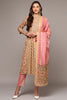 Cream Pure Cotton Printed Flared Suit Set VKSKD1966