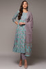 Blue Pure Cotton Printed Flared Suit Set VKSKD1968