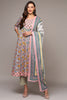 Peach Pure Cotton Printed Flared Suit Set VKSKD1969