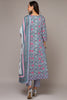 Grey Pure Cotton Printed Flared Suit Set VKSKD1970