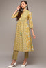 Yellow Pure Cotton Printed Flared Suit Set VKSKD1971