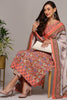 Peach Pure Cotton Printed Flared Suit Set VKSKD1974