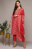 Pink Silk Blend Printed Straight Suit Set VKSKD1977