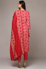 Pink Silk Blend Printed Straight Suit Set VKSKD1977