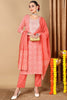 Peach Cotton Bandhani Printed Straight Suit Set VKSKD1986