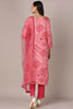 Pink Rayon Blend Geometric Printed Straight Style Suit Set VKSKD1991