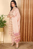 Peach Pure Cotton Floral Printed Straight Suit Set VKSKD2007