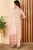 Peach Pure Cotton Floral Printed Straight Suit Set VKSKD2007