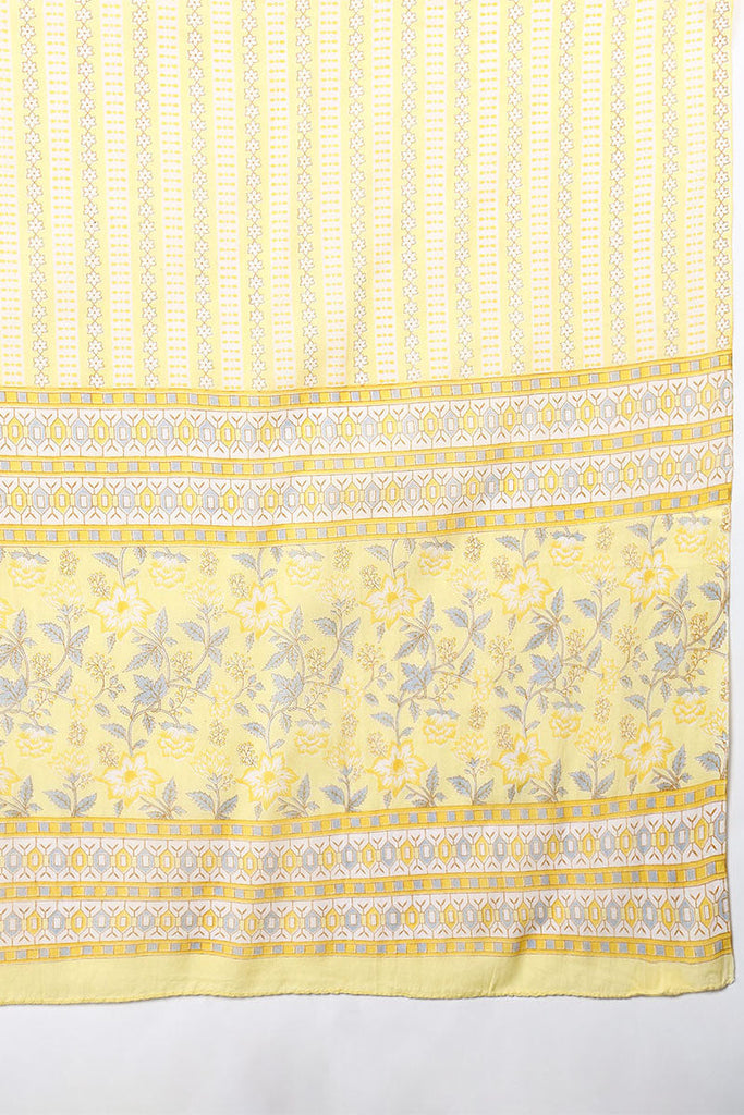 Yellow Pure Cotton Floral Printed Straight Suit Set VKSKD2008