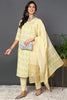 Yellow Pure Cotton Floral Printed Straight Suit Set VKSKD2008