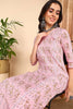 Pink Pure Cotton Floral Printed Straight Suit Set VKSKD2009