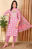 Pink Pure Cotton Geometric Printed Yoke Design Suit Set VKSKD2010